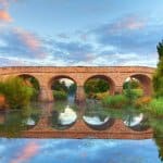 Walk over Richmond Bridge Tasmania Australia