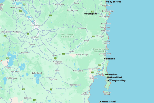 East Coast region map